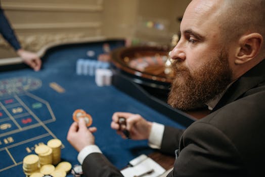 Focused poker player at the table